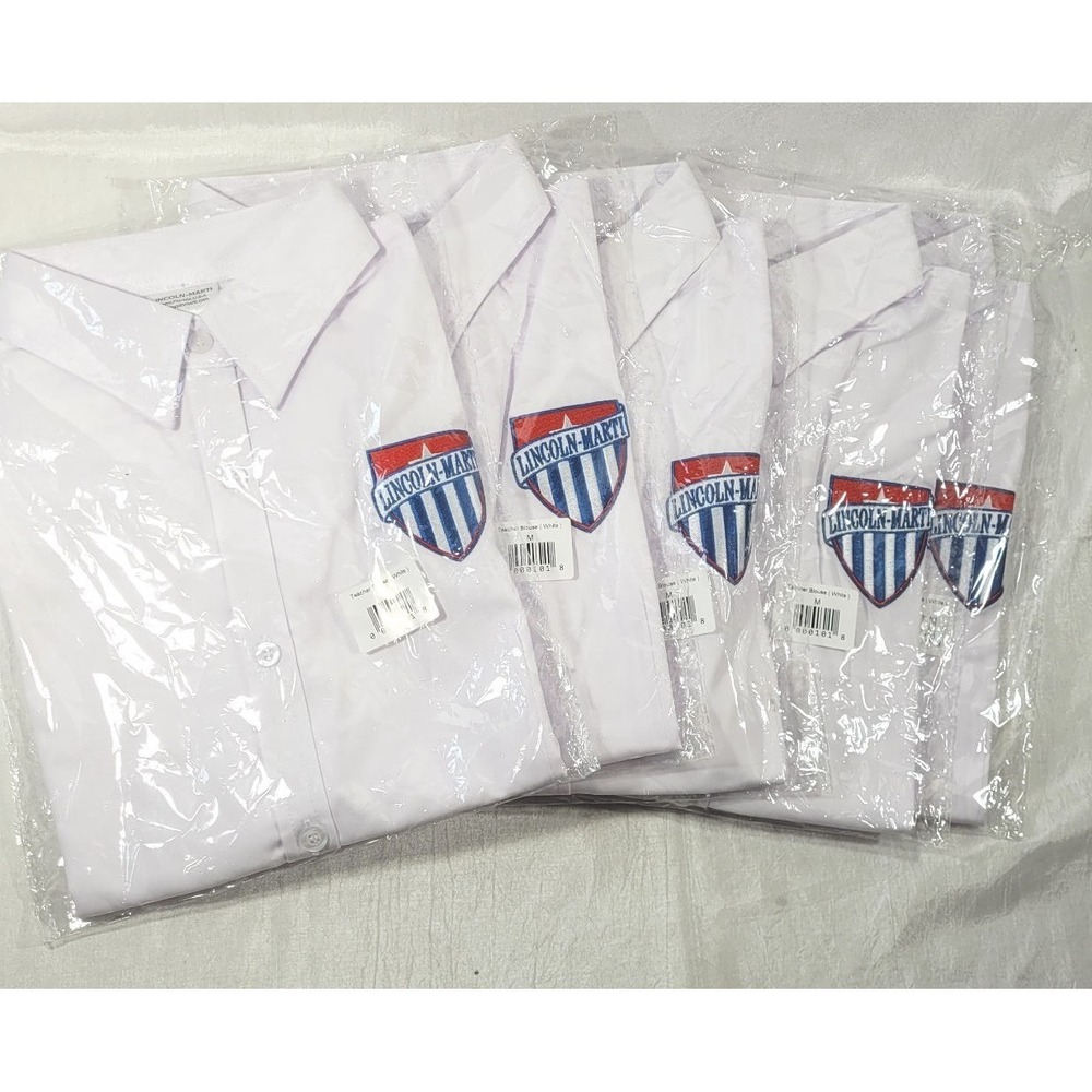 LOT: 5 Women's Lincoln-Marti Schools‎ Short Sleeve Teacher's Blouse - White - M